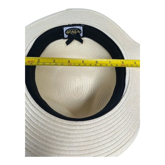 Scala Women or Men’s Natural Straw Hat With Tropical Leaf Band Wide Brim Sun Pr - Picture 6 of 6